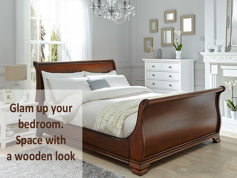 Glam up your bedroom. Space with a wooden look