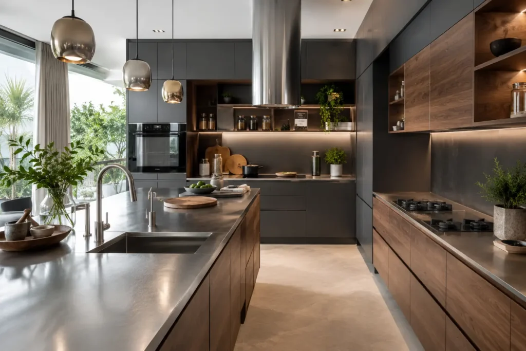 stainless steel countertop kitchen design ideas India