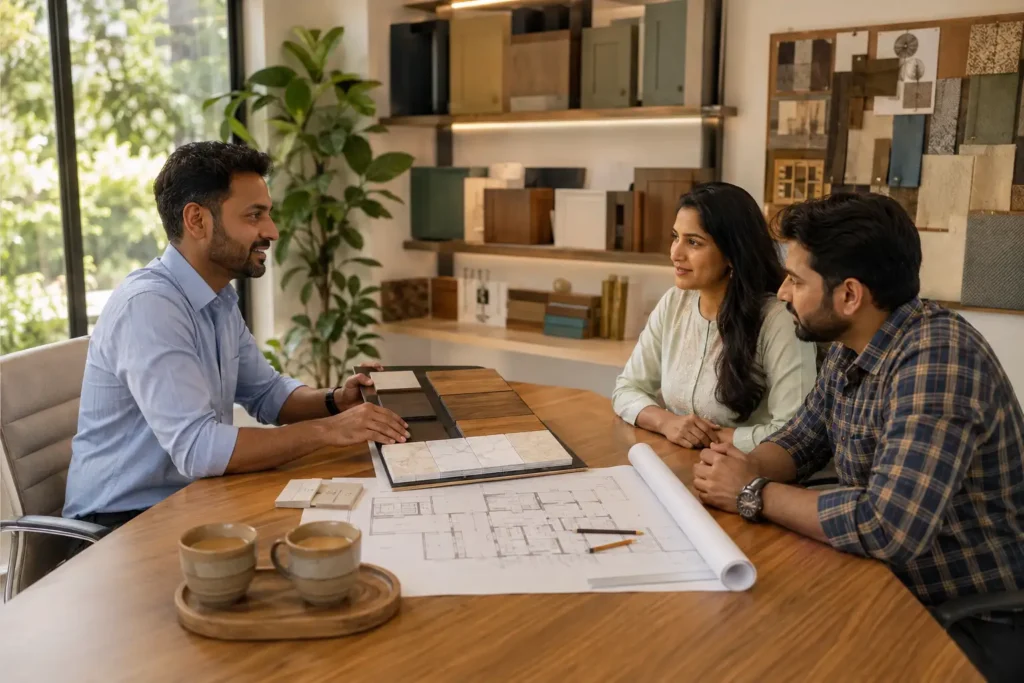 Interior design company in Bangalore studio consultation with client