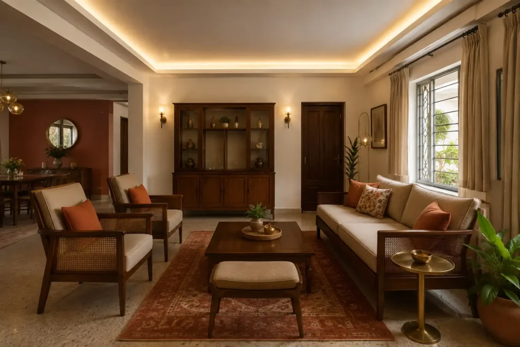Interior designers in Indiranagar Bangalore retrofitting an older home living room