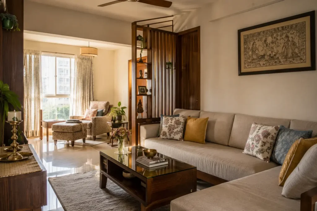 Interior designers in JP Nagar Bangalore designing a multi-generation living room layout
